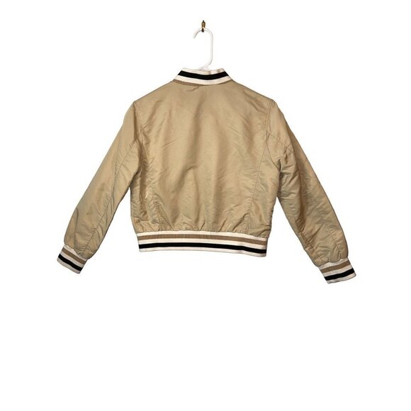 Samantha Sipos Stripe Rib Knit Bomber Jacket in Sand Small - Picture 5 of 13